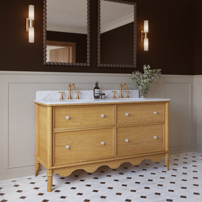 Meuble-lavabo à double cuve l 60 po x P 22 po Cheyannia