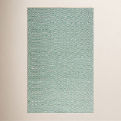 Rita Green Hand-Woven Chevron Wool Rug