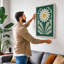 Golden Daisy Art Deco 1 Piece Wrapped Canvas Wall Art-1165609936-1165609937
