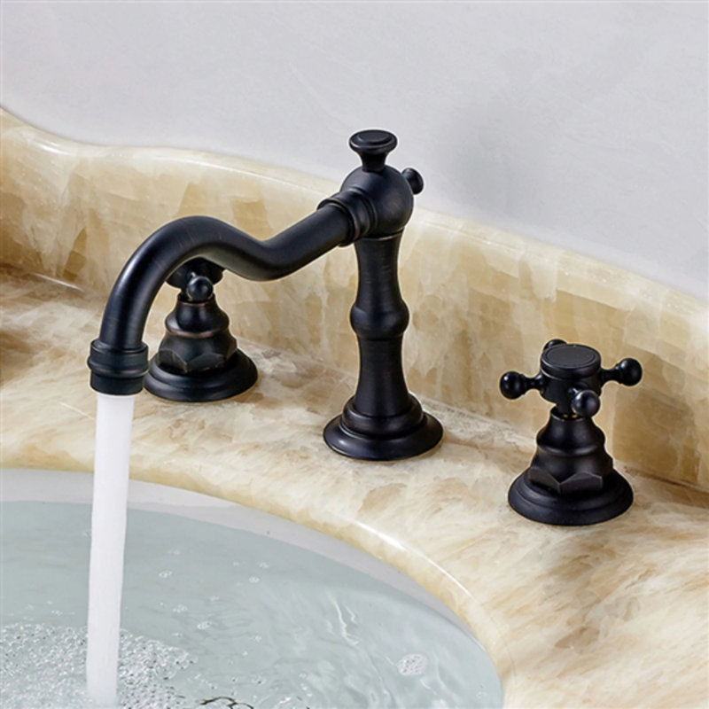 Robinet de lavabo de salle de bain noir mat à deux poignées BathSelect