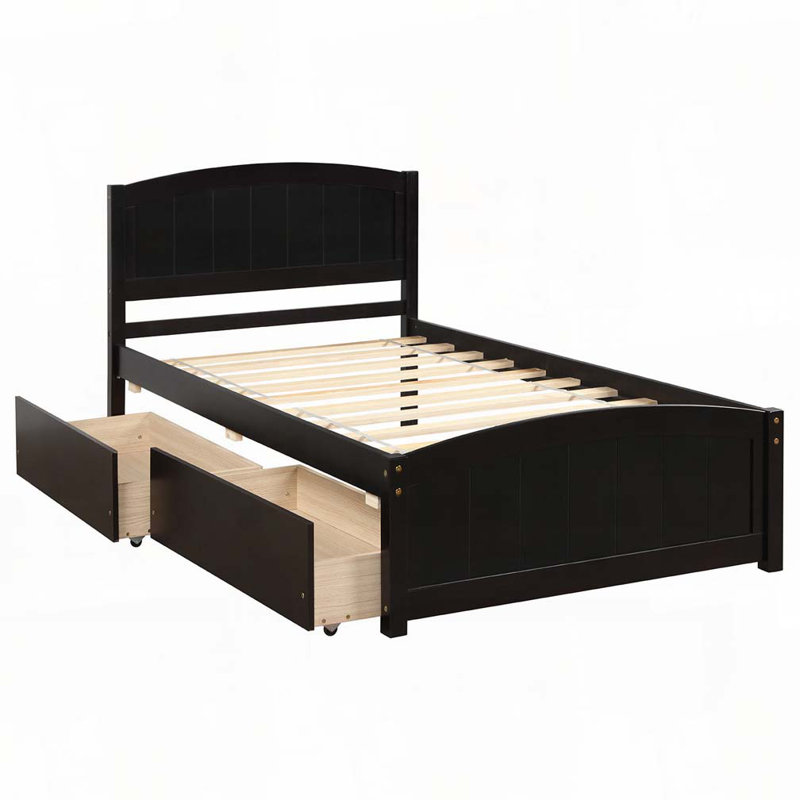 2-Drawers Storage Bed, Espresso