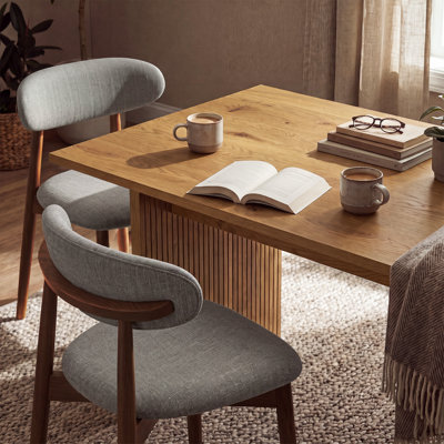 COLAMY HALO 3-Piece Dining Set with 63" Dining Table and 2 Upholstered Wooden Dining Chairs