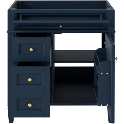 Meuble-lavabo moderne 30 po pour plus de commodité, 2 tiroirs et tiroir escamotable, organisateur de porte d'armoire, tablette réglable, glissières de tiroir en métal lisse, rangement varié, pieds exquis, texture