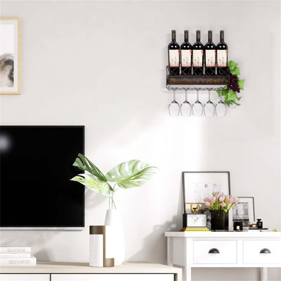 Nelsonia Wine Bottle & Glass Rack Bronze
