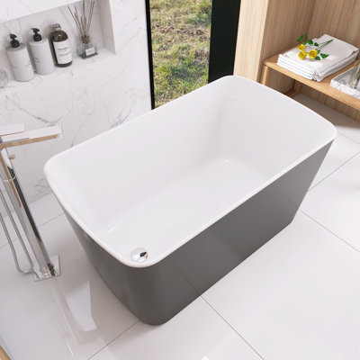 Baignoire de trempage autoportante en acrylique 49 po avec trop-plein chromé et drain rapide