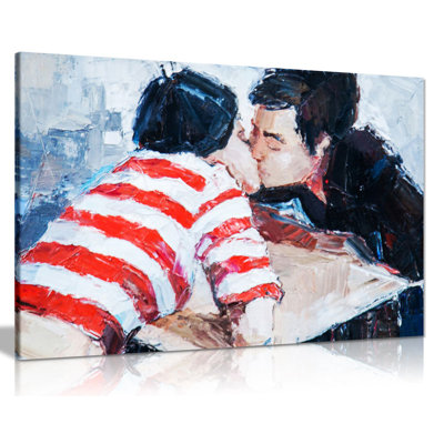 Couple In Love Kissing Wall - Wrapped Canvas Print