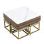 Ensemble de tables basses à plateau relevable moderne avec rangement et 4 repose-pieds blanc et noyer