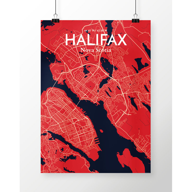 Halifax City Map - No Frame Print, 43 cm H x 28 cm W
