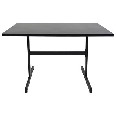 Table de patio 30 po x 48 po en métal noir avec plateau rectangulaire et base en T pour l'extérieur
