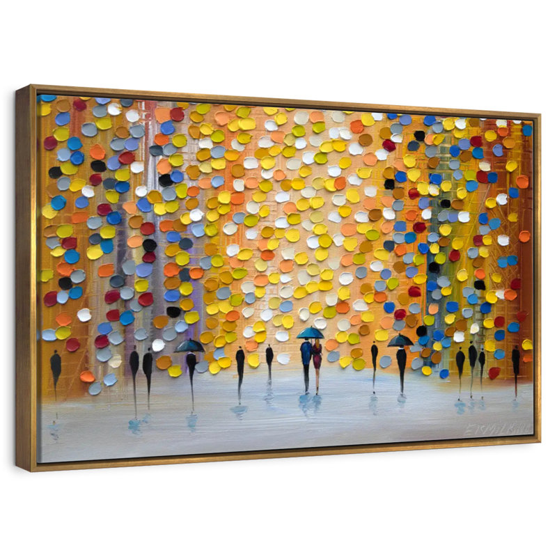 Belle pluie, Cadre flottant doré, 31 po x 21 po