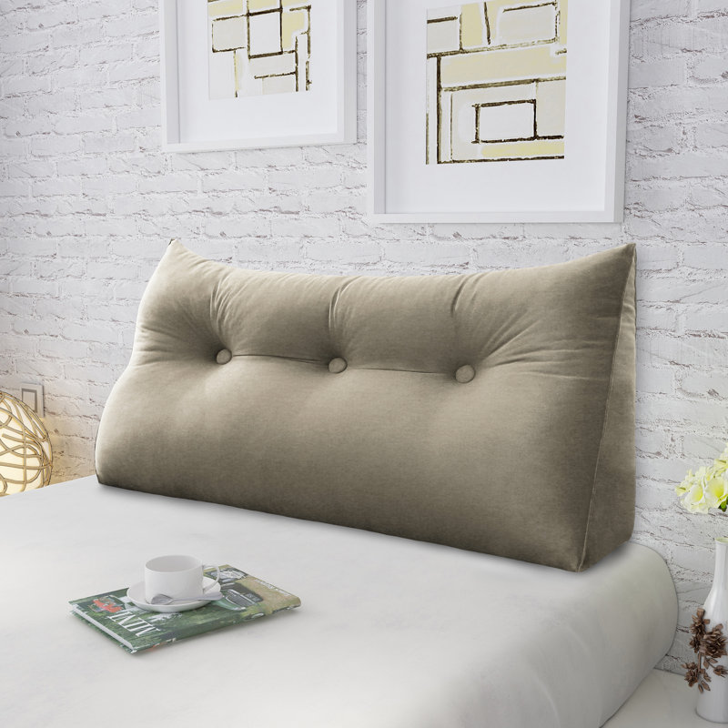 Support de dossier triangulaire en velours, Lit simple, Taupe