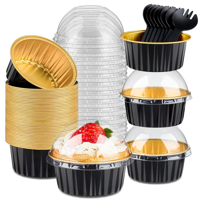 TAKKUI 50 Angel Food Cake Pan, Black/Gold