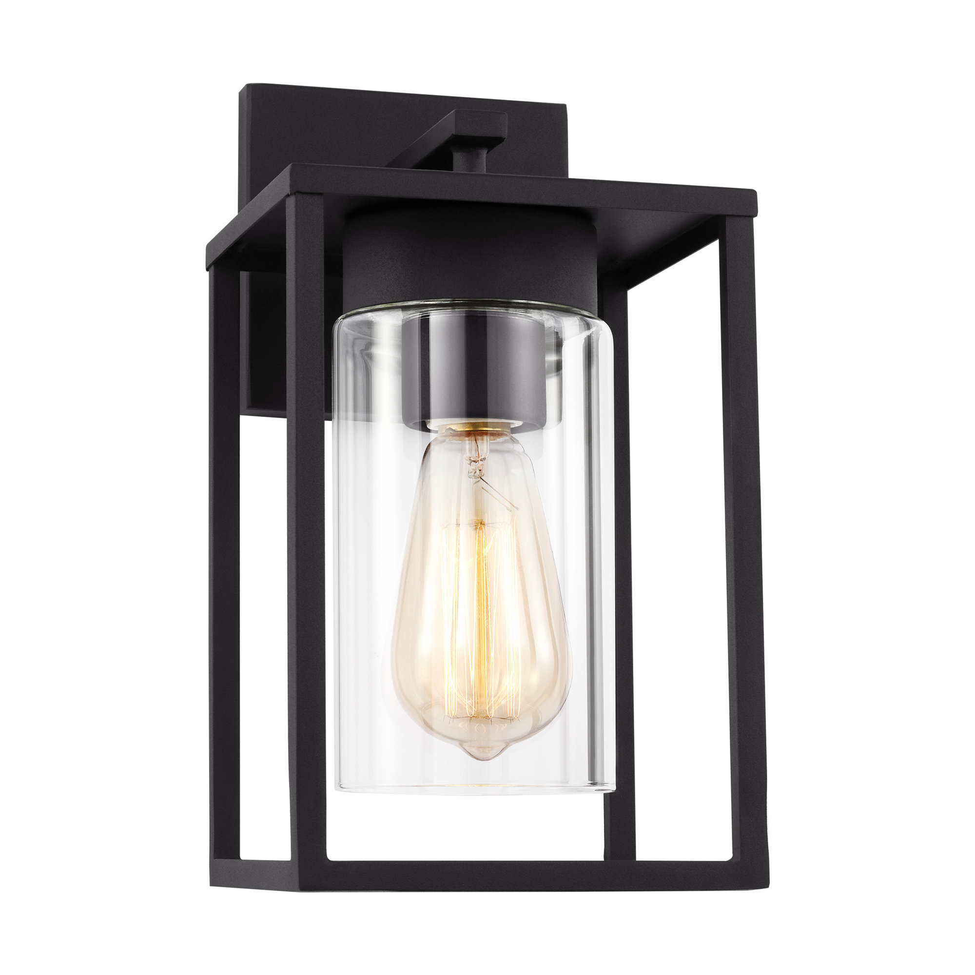 Kota Single Light Outdoor Aluminum Wall Light, 12" H x 6.38" W x 6.38" D, Black