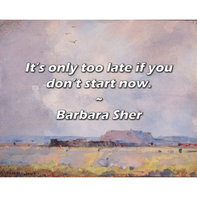 Citation de Barbara Sher: Il n'est que trop tard si vous ne commencez pas maintenant., H 26 po x l 32 po