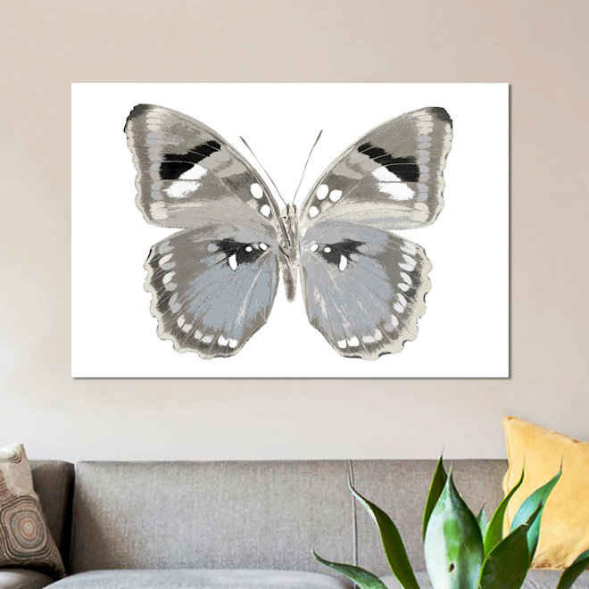 «Butterfly in Gray II», reproduction d'art sur toile, H 12 po x l 18 po x P 1,5 po