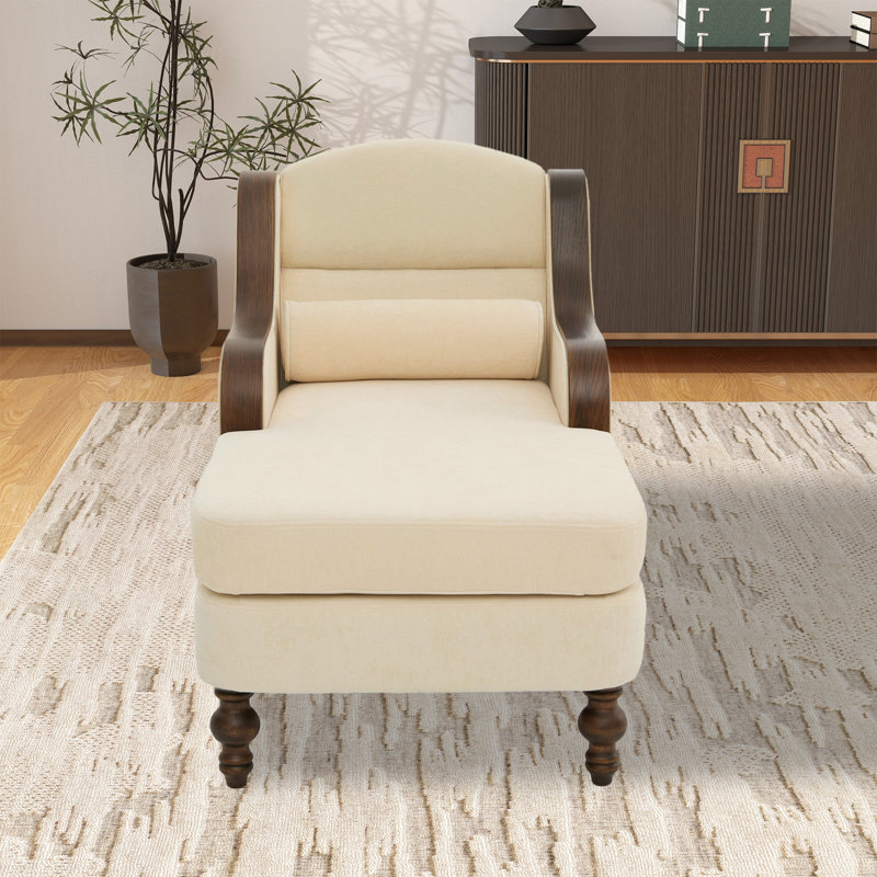 Chaise longue d'intérieur en chenille, Beige