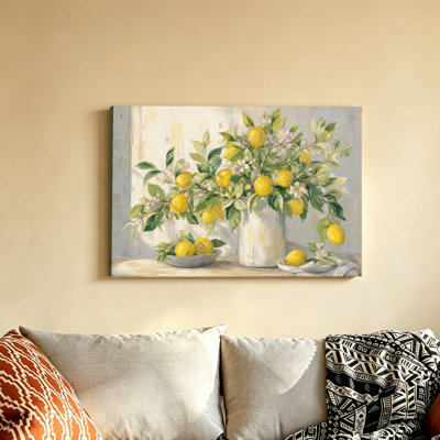 Canvas Wall Art Vintage Lemon Branch Fruit Still Life Oil Painting Print Wall Decor For Living Room Bedroom Dining Room