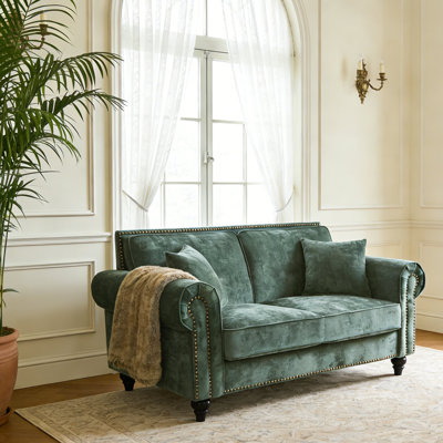 Modern Style Sofa with Rolled Arms and Nailhead Trim for Living Room