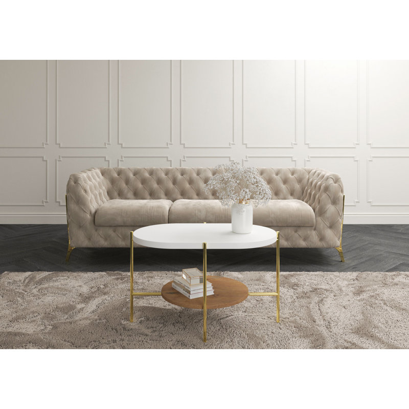 Borealis Coffee Table with Storage, White/Gold