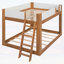 Lit double superposé double pleine grandeur, convertible en bois avec échelle réversible et garde-corps de sécurité, noyer et blanc-1381297447