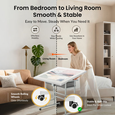 1500 Piece LightWeight Adjustable Tilting Plastic Jigsaw Puzzle Table for Adults 35x26 MultiFunctional Puzzle Board with 4 Drawers  Protective C