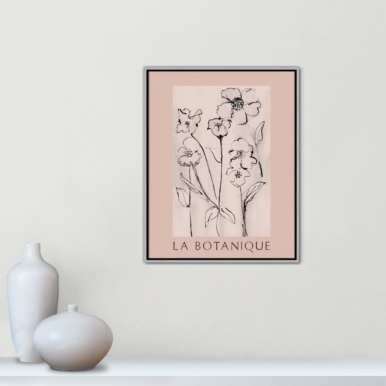 Botanical Poster Collection "La Botanique" Print by Susan Jill, No, 29.5" H x 23.5" W x 2" D, Silver Floater Frame