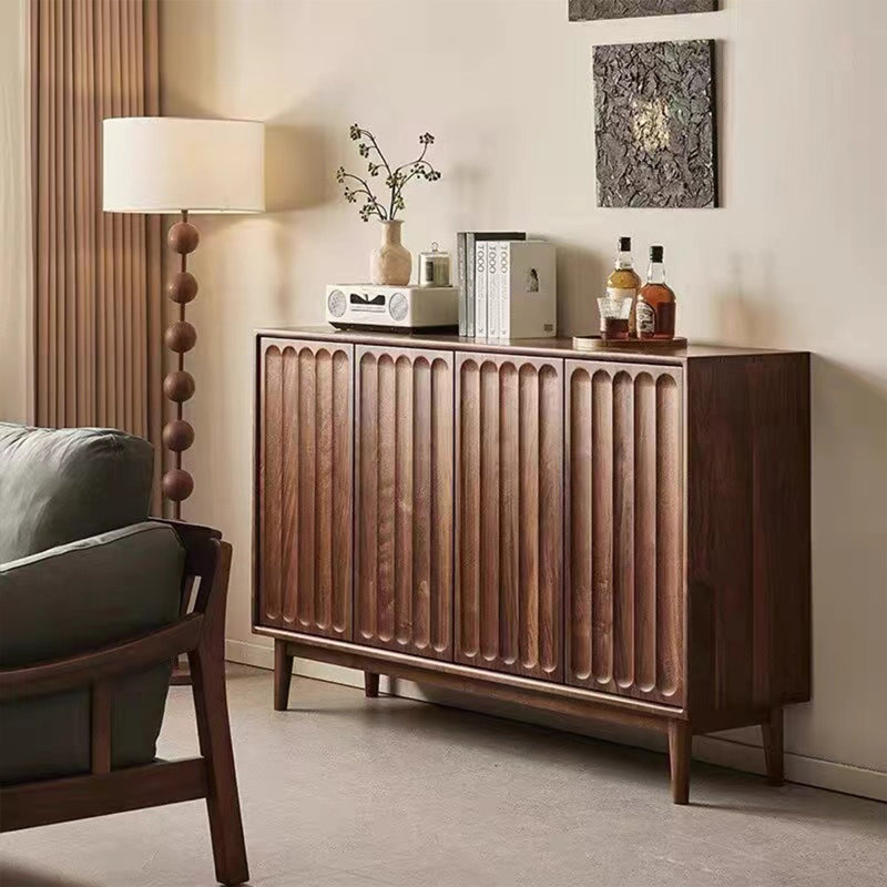 Walnut Solid Wood Sideboard, 39.37" H x 62.99" W x 15.75" D