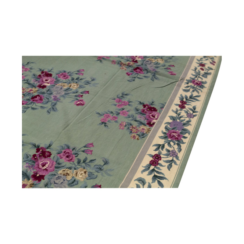 Hand-Knotted High-Quality Green and Red Area Rug