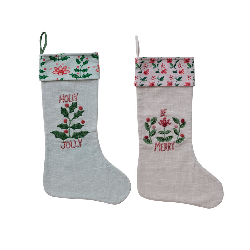 Bas de coton à imprimé de coton avec perles brodées et manchette à motifs