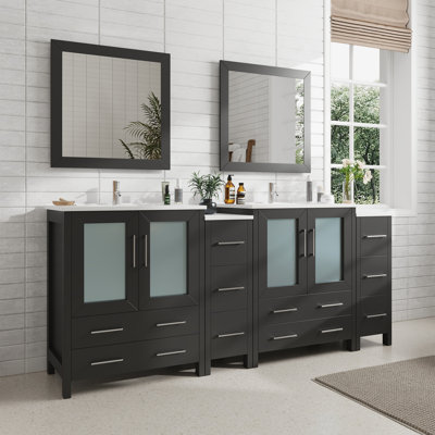  84" Double Bathroom Vanity Set with Mirror
