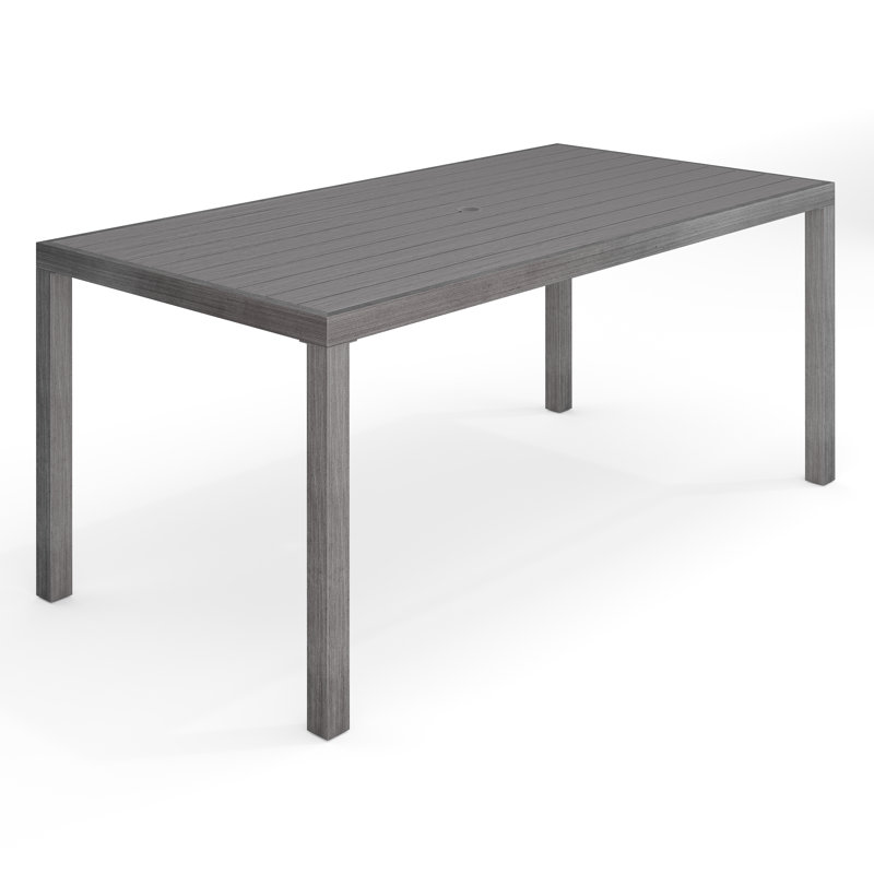 Table de salle à manger de patio 71 "avec trou pour parasol Martha Stewart Bedford, Gris, H 30 po x l 71 po x P 35 po