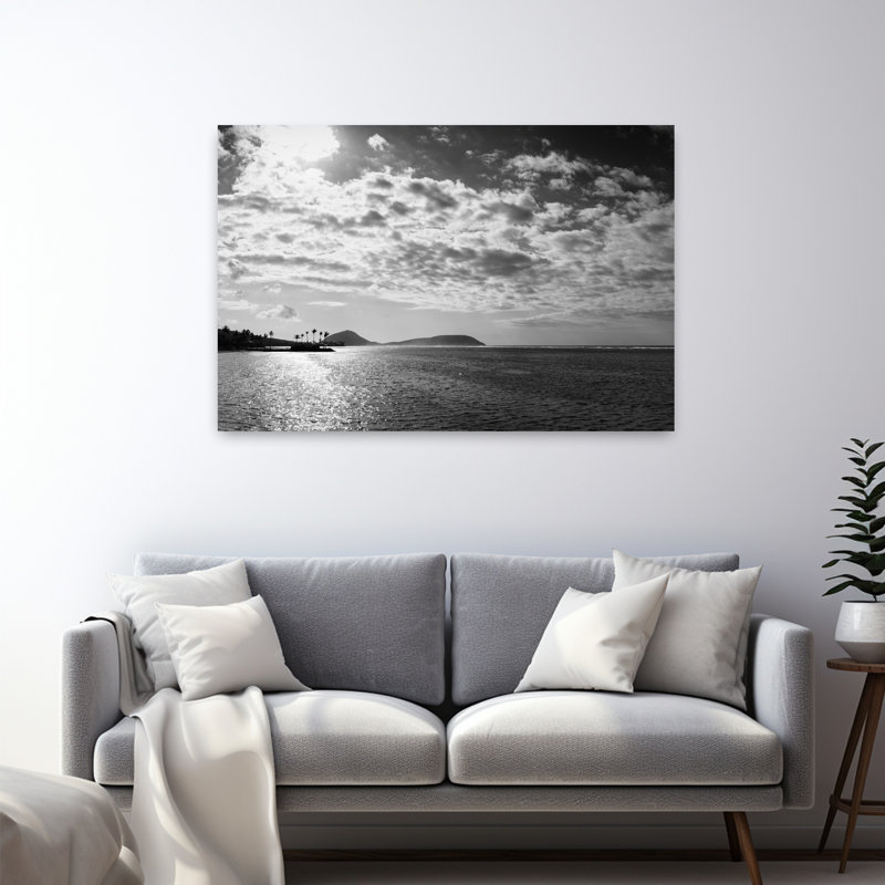 Vue sur mer avec vagues, Oahu, Hawaï, États-Unis, paysage contemporain, art mural, H 32 po x l 48 po
