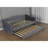 Gray, Twin Size Daybed, Trundle, Charging, Wood Bed Frame, Velvet Fabric, Mid - Century, Nailhead Trimmed Arms Upholstered Slat Upholstery, Century Design, Waved