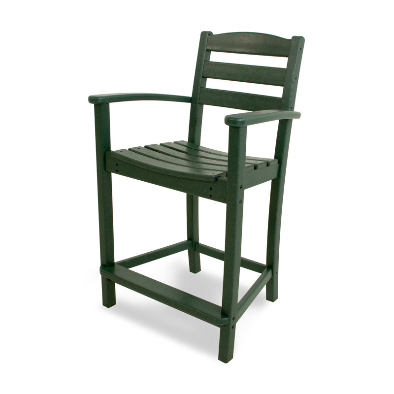 Chaise avec accoudoirs de bar POLYWOOD La Casa, Vert foncé, Tabouret de comptoir (siège d'une hauteur de 25,1