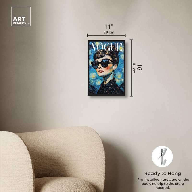 Toile Starry Night Icon par Art Remedy, Noir, H 16 po x l 11 po, Cadre flottant