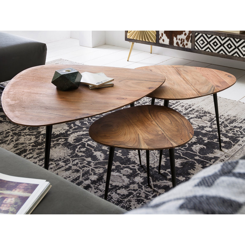 Nahua Three Leg Coffee Table, H41 x L54 x W49cm