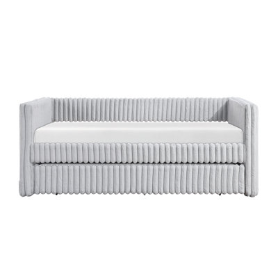 1Pc Daybed With Trundle Corduroy Fabric Upholstery Modern Luxury Home Furniture Durable Comfortable