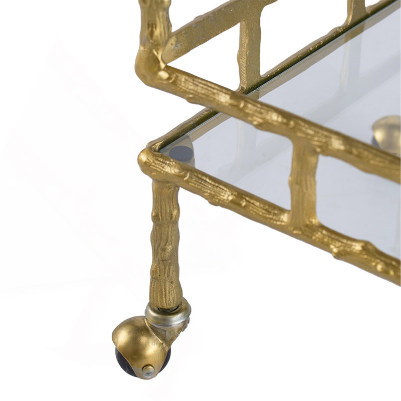Chariot-bar 23,5 x 13,5 x 30 po, laiton antique