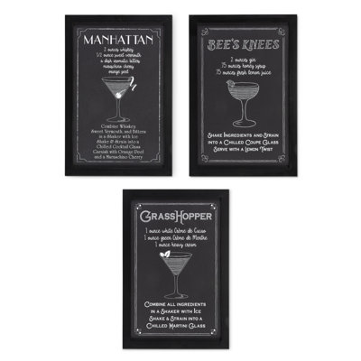 Set of Three Cocktail Recipe Prints