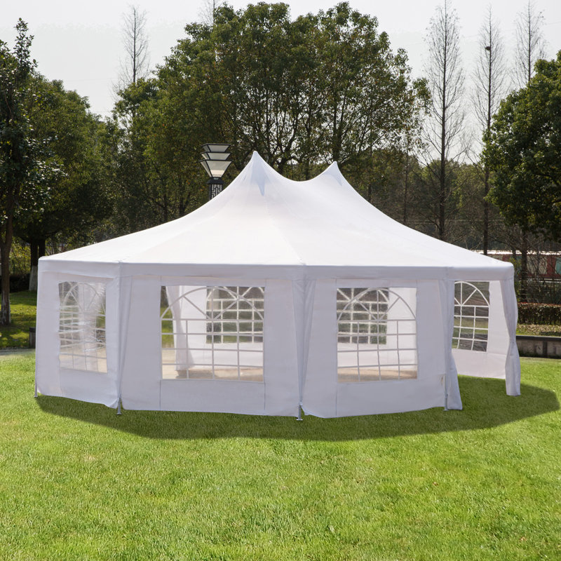 Outsunny Party Tent, Wedding Tent with Sidewalls, Heavy Duty Event Tent with 2 Doors and 6 Windows, Outdoor Gazebo Tent for Party
