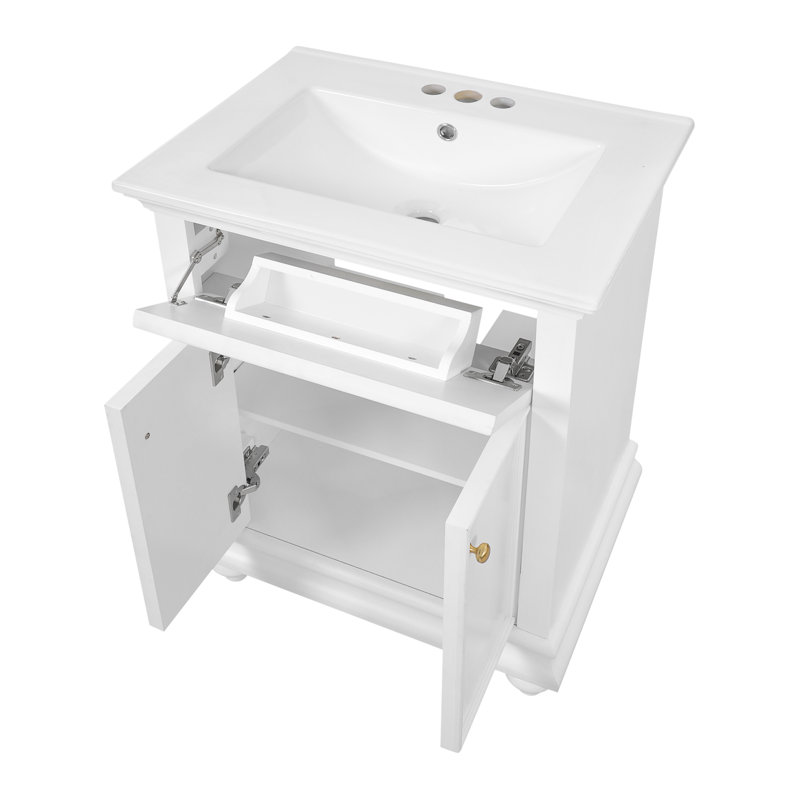 Meuble-lavabo 24 po avec lavabo en céramique Elegance, Blanc