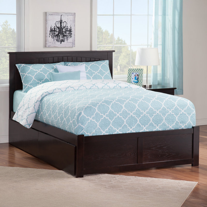 Kindig Solid Wood Platform Bed with Panel Footboard and Storage Drawers, Espresso, Full