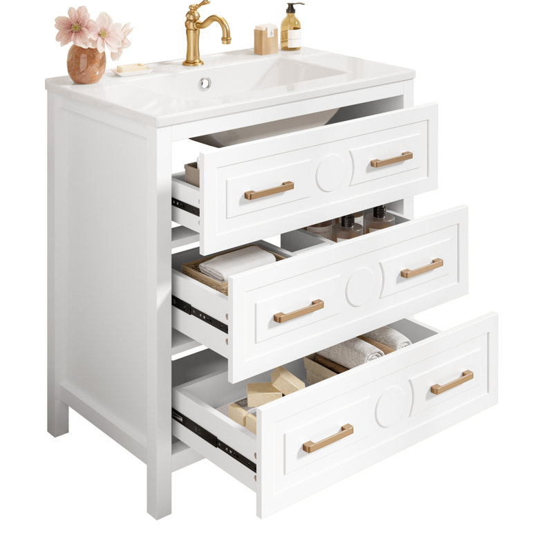 Single Bathroom Vanity with Ceramic Basin