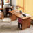 Brown+Pink Rectangular Solid Wood desks-107442504