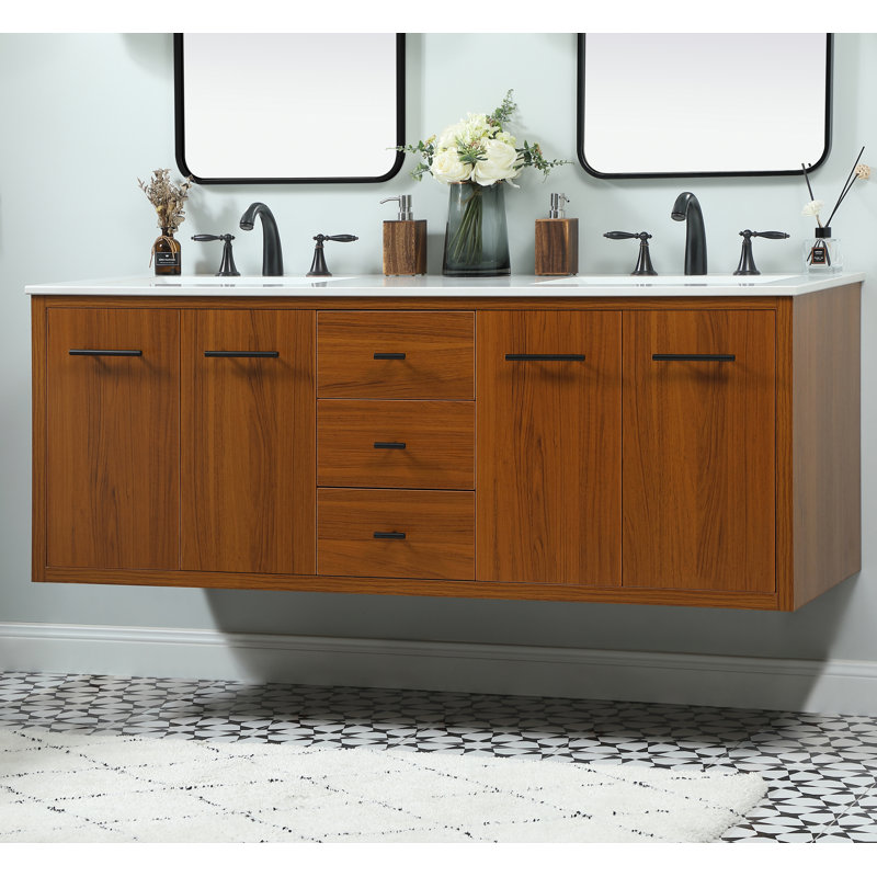 Ensemble de meuble-lavabo simple 60 po Cyrus, Teck
