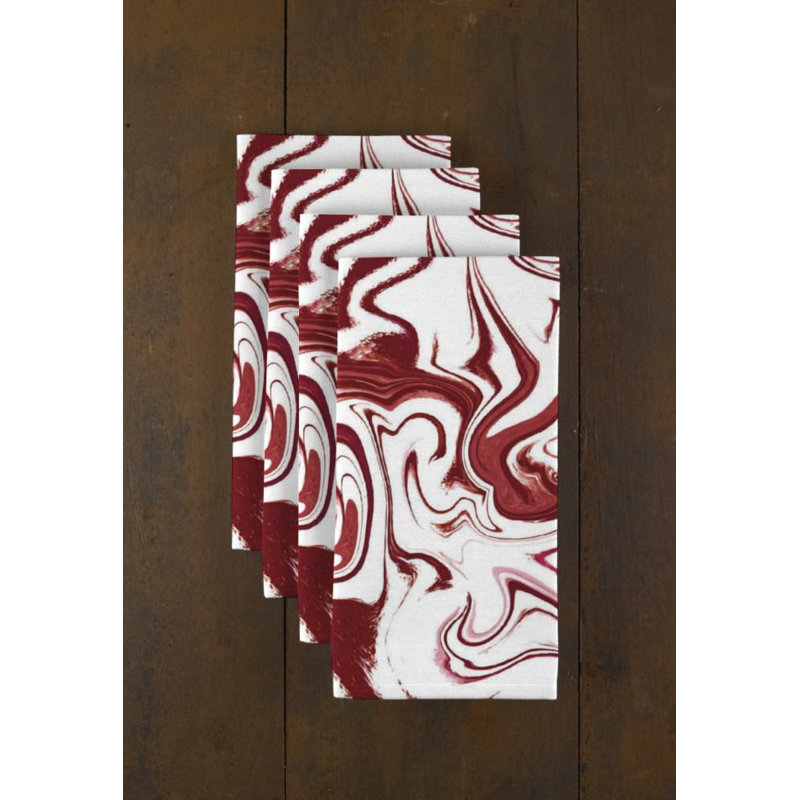 Polyester Abstract Square Napkin, Red