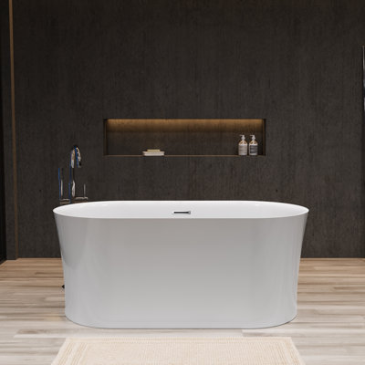 59" X 31.5" Freestanding Soaking Acrylic Bathtub