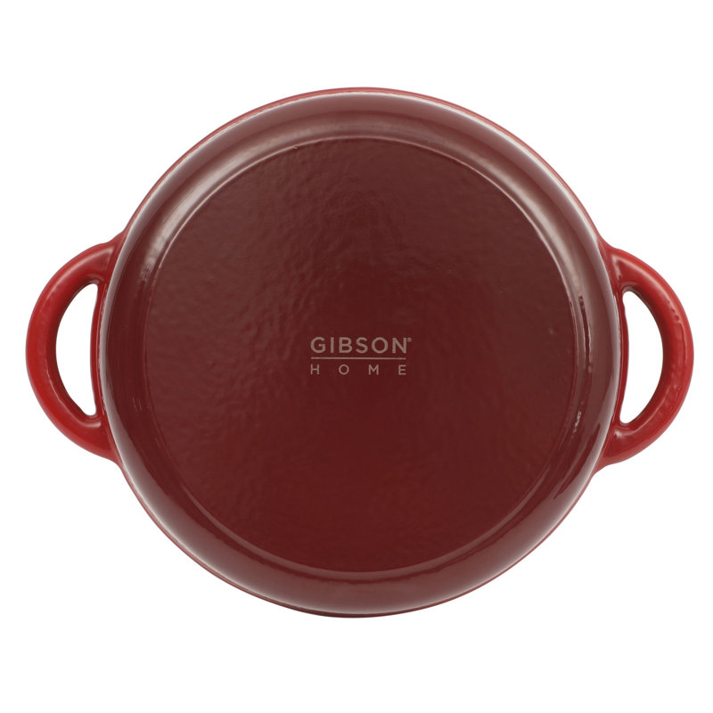 Gibson Home Addlestone 5 Quart Enameled Cast Iron Dutch Oven with Lid in Red