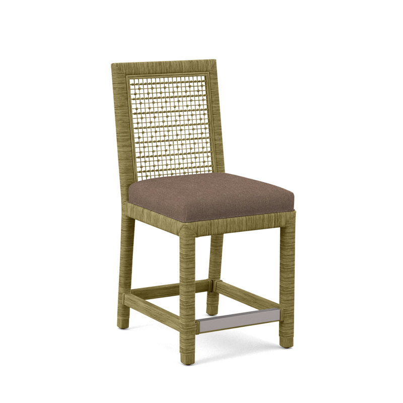 Pine Isle 24" Counter Stool, Sunbrella Beige Pinstripe; 6205-74, Brass