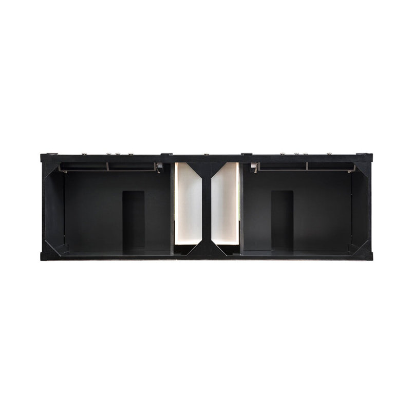 Meuble-lavabo double l 72 po Dussault, Noir onyx, Blanc Zeus, Trou unique